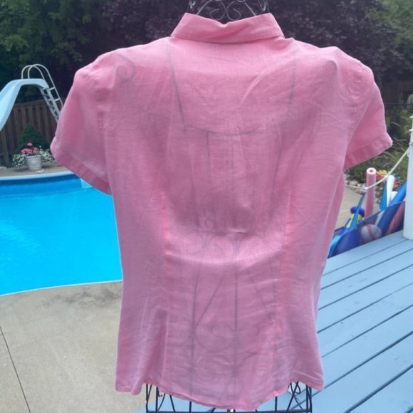 🎀 3 for $45 Pink 100% Linen Top in VGUC Size L - Picture 2 of 16